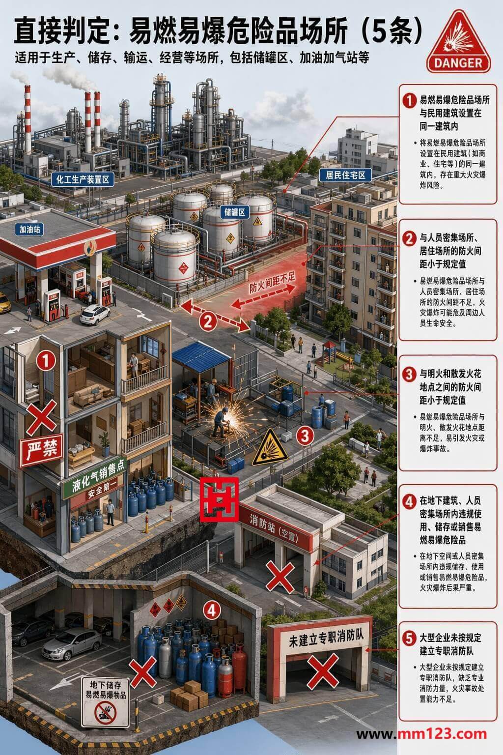易燃易爆场所直接判定要素示意图